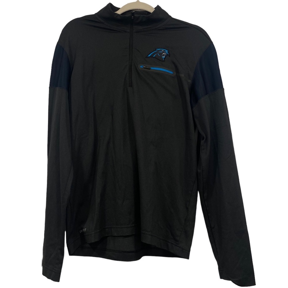 NIKE DRI-FIT Mens CAROLINA PANTHERS NFL 1/4 Zip Long Sleeve Pullover Size MEDIUM